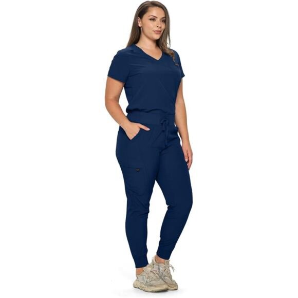 MONARCH UNIFORMS Stretchy Scrubs Women's Jogger Scrub Set In Regular and Petite - Picture 2 of 6